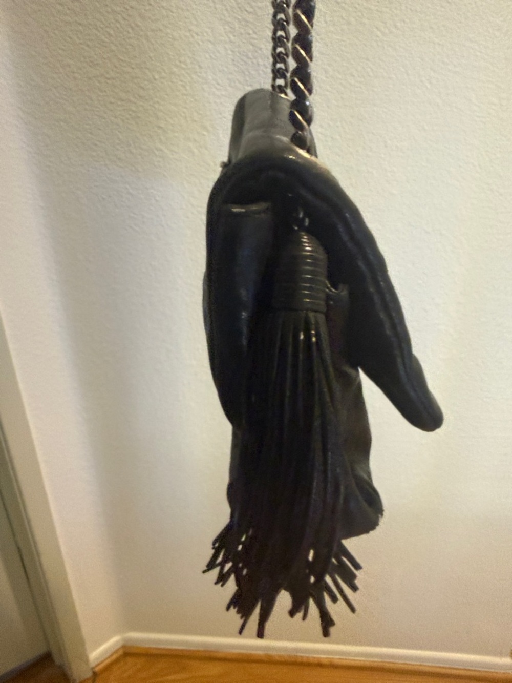 Saint Laurent Black Leather Chain Shoulder Bag with Tassel/Original Bag. - Picture 3 of 8